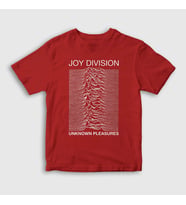 Presmono Unisex Çocuk Beyaz Unknown Pleasures Joy Division T-Shirt 87728tt (Kırmızı)