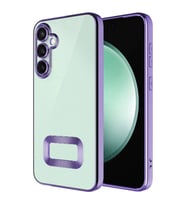 Galaxy S23 FE Kılıf Kamera Korumalı Logo Gösteren Omega Kılıf (Lila)