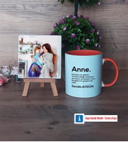 Anneye Hediye Fotoğraflı Dekoratif Taş, Kupa Bardak Beyaz Hediye (Model 13)