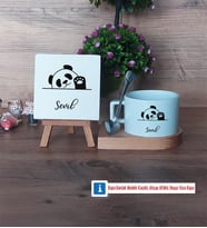 Sevimli Panda Dekoratif Taş, Kupa Bardak Kırmızı Hediye (Model 7)