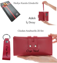 Kişiselleştirilebilir Kadın Deri Cüzdan (Kırmızı)