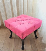 Kapitoneli Makyaj Pufu Ayak Ucu Puf Siyah Ayak (45*45) (Pembe)