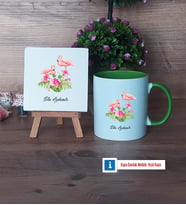 Flamingo Dekoratif Taş, Kupa Bardak Kırmızı HediyeArkadaşa Doğum Günü Hediyesi (Model 13)