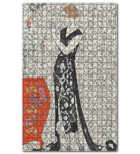 Cakapuzzle Siyah Beyaz Elbiseli Kadın  Dekoratif Çiçek Puzzle Yapboz MDF (Ahşap) (255 Parça)