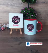 Love Yourself Dekoratif Taş, Kupa Bardak Kırmızı Hediye (Model 1)