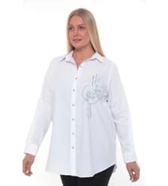 Cotton Büyük Beden Kadın Gömlek (Beyaz)