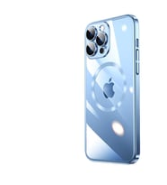 Uyumlu Model Apple iPhone 13 Pro Max Kılıf Magsafe Kamera Koruma Hoparlör Filitreli Kapak (Mavi)