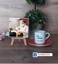 Diş Hekimi Fotoğraflı Dekoratif Taş, Ahşap Altlıklı Türk Kahvesi Fincanı HediyeDiş Hekimine Diş Hekimleri Günü Hediyesi (Model 8)