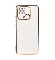 Xiaomi Redmi 10C Kılıf Bark Kenarları Altın Renk Kılıf (Beyaz)