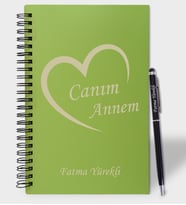 Canım Annem Tasarımlı Renkli Ahşap Defter Kalem Seti (Yeşil)