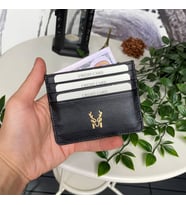 Modica Ducal - Hakiki Deri Ultra İnce Kartlık, Minimalist Kredi Kartı Kılıfı (Siyah)