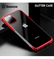 Baseus Glitter Case İPhone 11 Pro 5.8 2019 Şeffaf Lüx Silikon Kılıf (Kırmızı)