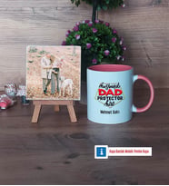 Babaya Hediye Fotoğraflı Dekoratif Taş, Kupa Bardak Beyaz Hediye Babaya Doğum Günü Hediyesi (Model 6)
