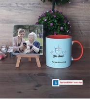 Yılın Annesi Fotoğraflı Dekoratif Taş, Kupa Bardak Beyaz Hediye (Model 13)