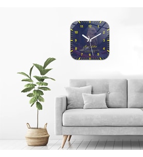 Kişiye Özel   Cam Duvar Saati  Taraftar Temalı - 32cm x 32cm (Lacivert)