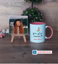 İngilizce Öğretmeni Fotoğraflı Dekoratif Taş, Kupa Bardak Beyaz Hediye Öğretmen Günü Hediyesi (Model 6)