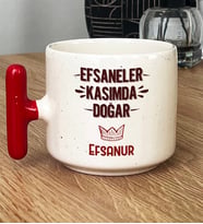 Kişiye Özel Efsaneler Kasımda Doğar Hediye T Kupa Bardak Doğum Günü Hediyesi (Kırmızı)