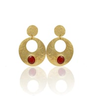Kadir Jewellery 22 Ayar Altın Kaplama Vintage Küpe -El İşçiliği Ve Hipoalerjenik Küpe (Kırmızı)
