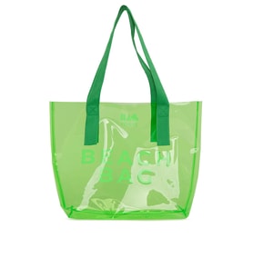 BAGMORİ Beach Bag Baskılı Şeffaf Plaj Çantası (Yeşil)