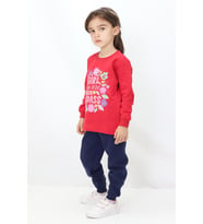 Kız Çocuk Baskılı Pijama Takımı (Kırmızı)