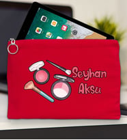 BK Gift Kişiye Özel İsimli-1 Tablet Çantası 30x21cm(12 Renk Seçeneği), Ipad Çantası, Baskılı Tablet Kılıfı (Kırmızı)