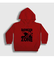Presmono Unisex Çocuk Beyaz Danger Zone Sterling Archer Kapüşonlu Sweatshirt 299480tt (Kırmızı)
