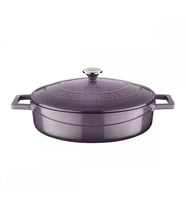 Lava Döküm Çok Amaçlı Yayvan Tencere. Folk Serisi Çap(Ø)24cm. (Mor)