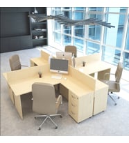 Vena Nil L Workstation Dörtlü Çalışma Masa 318cm x 296cm x 115h   Çalışma Masa Grubu İstasyonu (Akçaağaç Rengi )