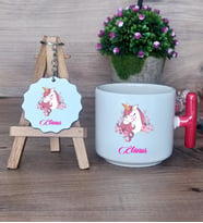Unicorn Hediye Seti Kupa Bardak T Kulplu ve Anahtarlık Kız Çocuğuna Arkadaşa Sevgiliye Doğum Günü Hediyesi (Model 1)