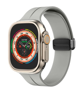 Apple Watch 49mm Ultra Seri Uyumlu Coastal Manyetik Tokalı Silikon Kordon (Taş)