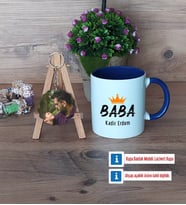 Babalar Günü Hediyesi Kupa Bardak Beyaz ve Fotoğraflı Ahşap Anahtarlık HediyeBabaya Hediye (Model 3)