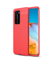 Microsonic Huawei P40 Pro Kılıf Deri Dokulu Silikon (Kırmızı)