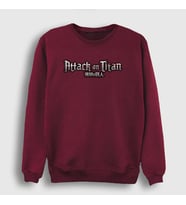 Presmono Unisex Beyaz Logo Anime Attack On Titan Sweatshirt 124199tt (Bordo)