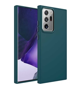 Samsung Galaxy Note 20 Ultra Kılıf Metal Çerçeve Lansman Silikon Kapak (Koyu Yeşil)