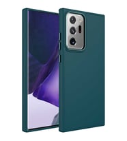 Samsung Galaxy Note 20 Ultra Kılıf Metal Çerçeve Lansman Silikon Kapak (Koyu Yeşil)