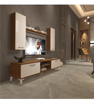 Decoraktiv Eko 7 Slm Dvd Silver Tv Ünitesi Tv Sehpası (Beyaz - Kahverengi)