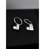 Papatya Silver 925 Ayar Gümüş Kalemli Kalp Halka Küpe (Gümüş)