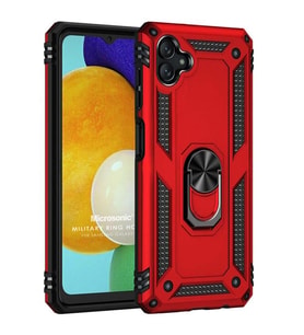 Microsonic Samsung Galaxy A05 Kılıf Military Ring Holder Siyah (Kırmızı)