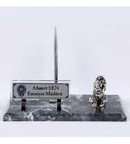 ASLAN TEMALI GÜMÜŞ VE ALTIN BİBLO VİP SET MASA İSİMLİK HEDİYELİK OFİS MASA İSİMİLĞİ (Gümüş)