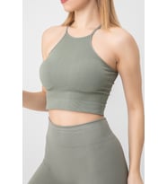 DoReMi Seamless Örme Halter Yaka Büstiyer (Haki)