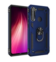 Xiaomi Redmi Note 8 Uyumlu Kılıf Standlı Manyetik Yüzüklü Military Magnetic Ring Polycarbonate and TPU Case (Lacivert)