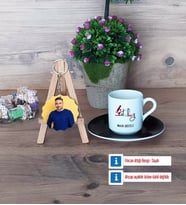 Patolog Türk Kahvesi Fincanı Ahşap Altlıklı ve Fotoğraflı Ahşap Anahtarlık Hediye (Model 7)