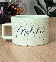 Kişiye Özel İsme Özel Hediye Pastel Fincan Puantiyeli Doğum Günü Hediyesi (Yeşil)