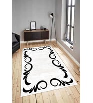 Dijital Baskılı Yıkanabilir Kaymaz Modern Renkli Salon Halısı Mutfak Halısı Yolluk ND-HY-1016 (Beyaz)