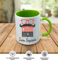 Amca Temalı Kişiye Özel İsim ve Fotoğraf Baskılı Kupa Bardak No:001 (Yeşil)