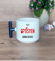 Optisyen Hediye Sepeti Kupa Bardak T Kulplu, Kalemlik ve Ahşap Telefon Standı Tıp Bayramı Hediyesi (Model 2)