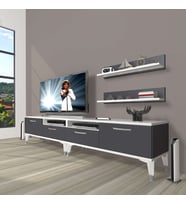 Decoraktiv Eko 200R Mdf Silver Tv Ünitesi Tv Sehpası (Beyaz - Antrasit)