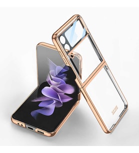 Samsung Galaxy Z Flip 4 Kılıf Kıpta Lens Korumalı Kapak (Gold)