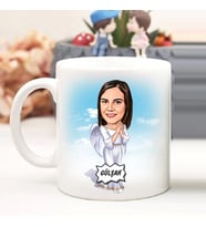 Kadına Hediye İsme Özel Melek Karikatürlü Kupa Bardak (Beyaz)