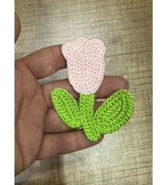 8X7 CM DOKUMA İŞLEME LALE ÇİÇEK ARMA YAMA DİKİŞ AKSESUARI (Pembe)